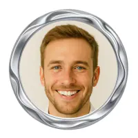 Profile photo with a liquid chrome ring frame